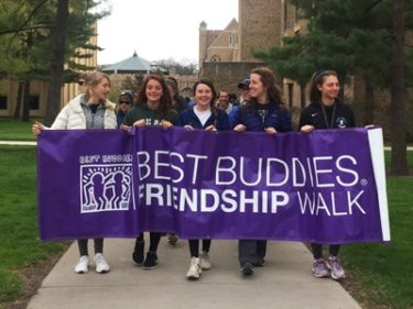 Top fundraising team Saint Joseph High School leads the way during the South Bend Friendship Walk!