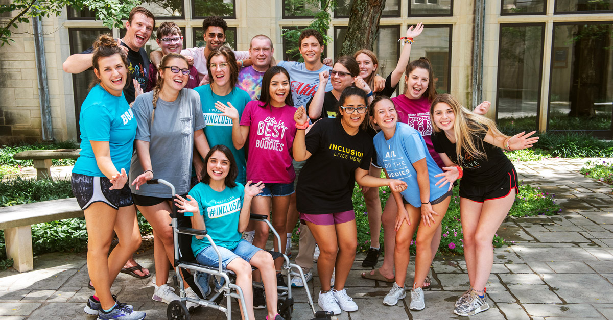 best-buddies-group Sixteen Best Buddies participants posing at an event