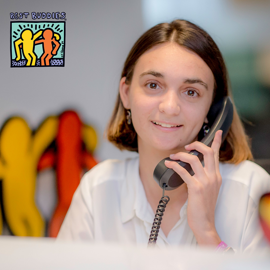 Best Buddies Jobs Participant answering a phone call
