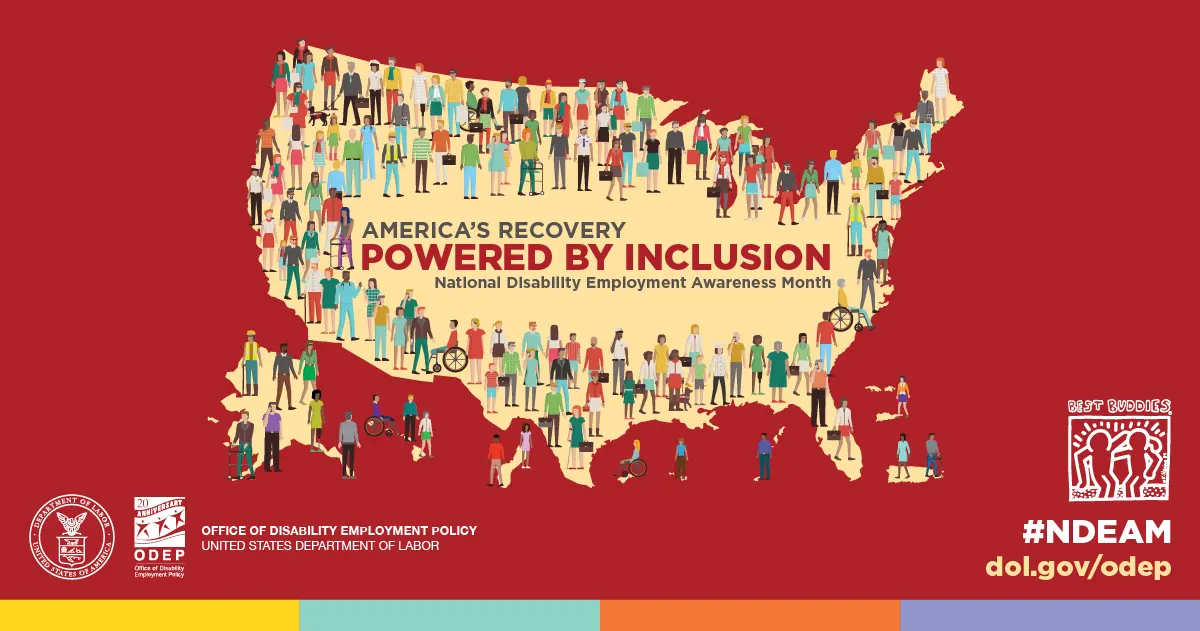 Event banner with text "America's Recovery Powered by Inclusion"