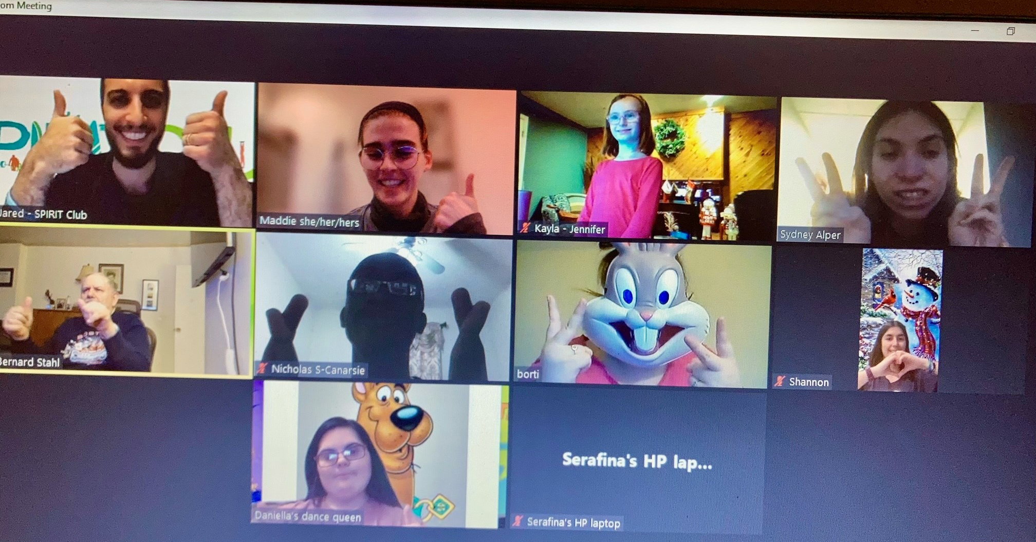 Best Buddies in New York participants on a zoom call during Spirit Club virtual event