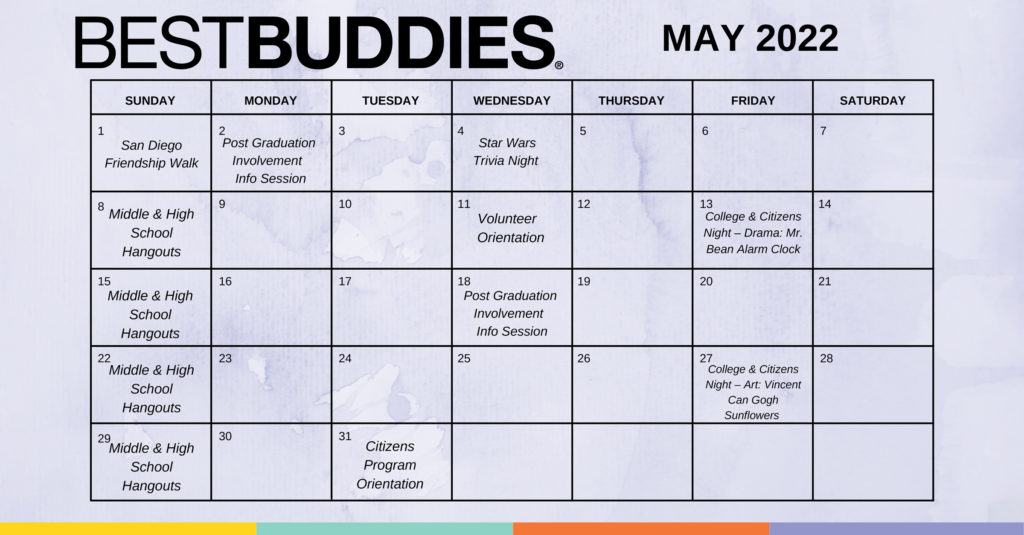 Best Buddies in California May Events Calendar