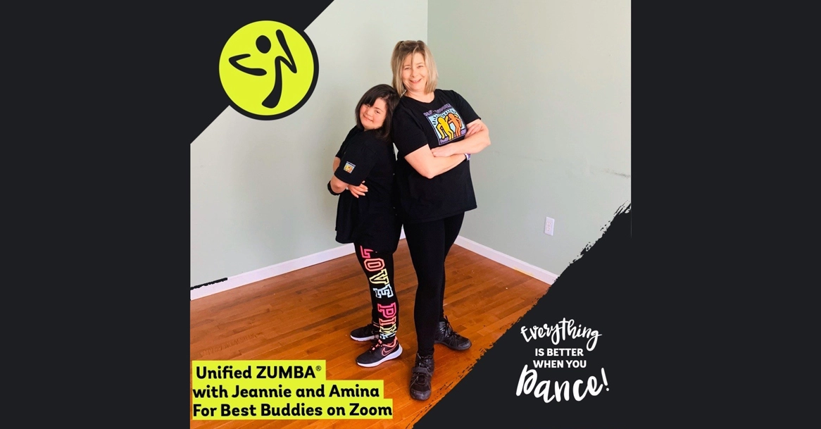 Best Buddies Unified Zumba with Jeannie and Amina event flyer