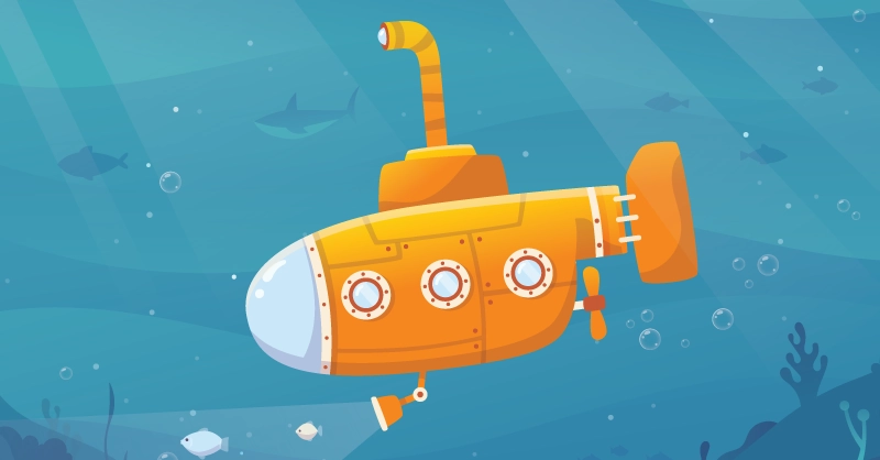 Illustration of submarine in the sea