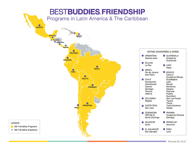 Best Buddies Friendship Programs Latin America and The Caribbean Map