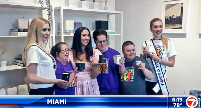 Best Buddies participants spend a day with pageant queens in Miami, Florida.