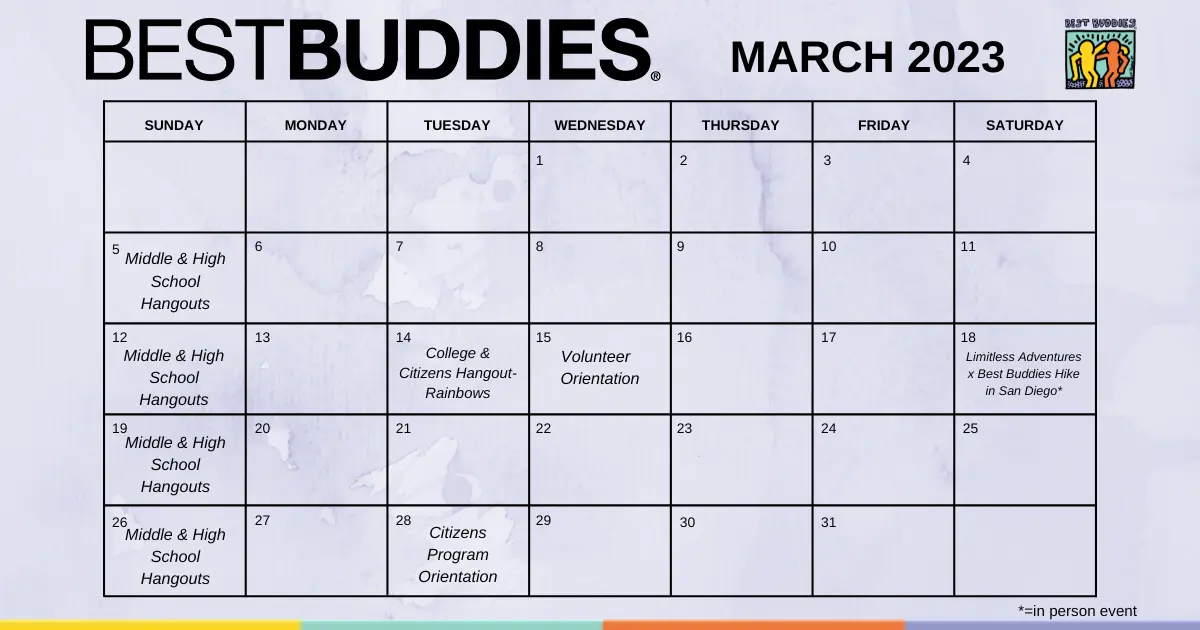 Monthly Calendar for March
