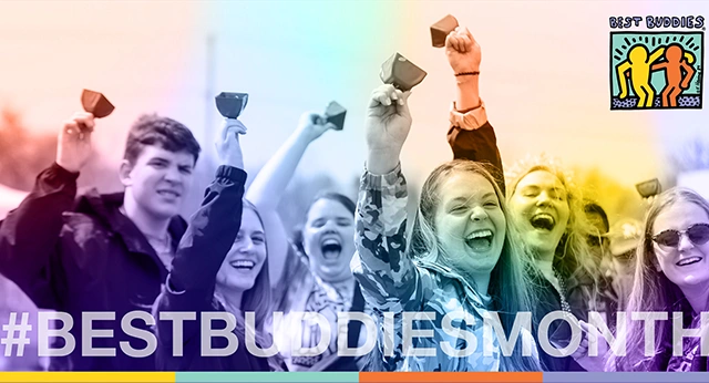 Best Buddies Month Banner with smiling participants