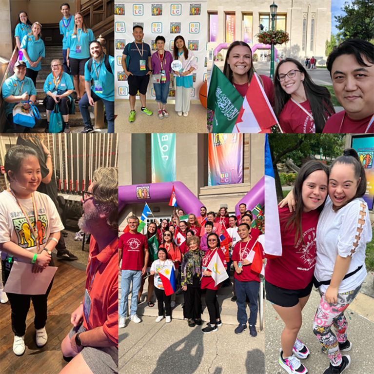 Best Buddies program participants seen in various activities at the 2023 Best Buddies Leadership Conference.