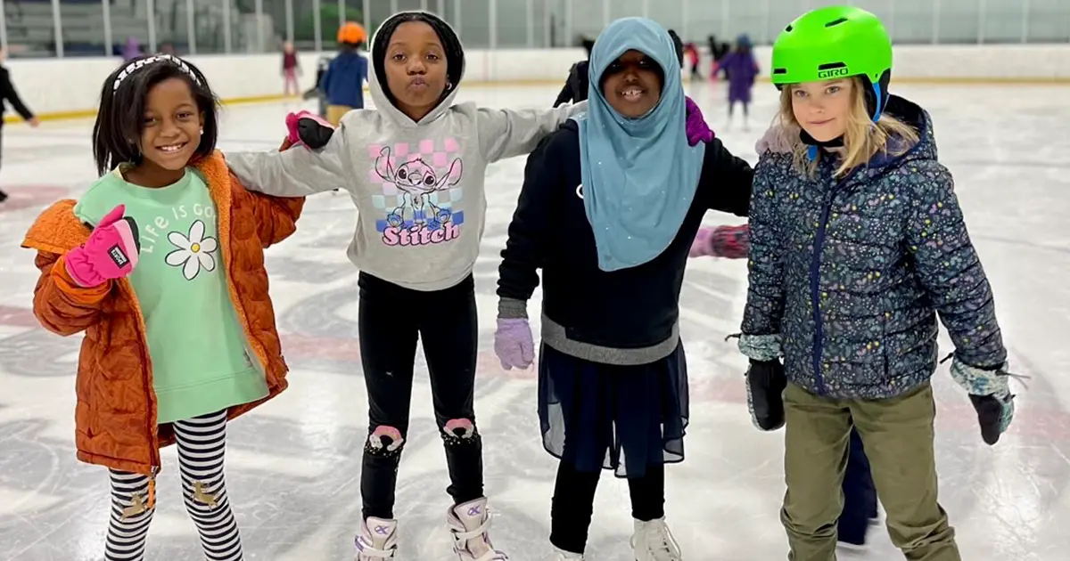 Girls having fun skating