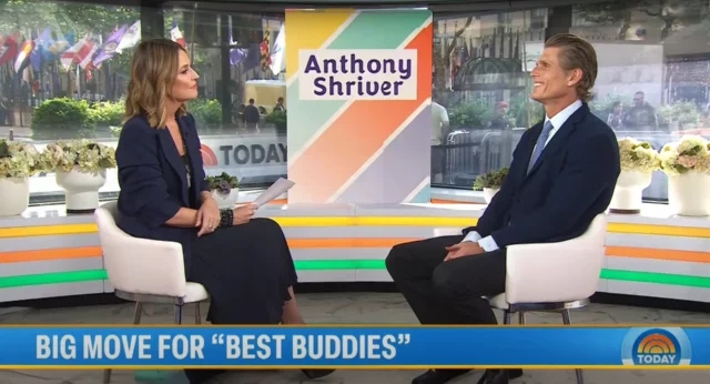 Best Buddies Global Ambassador and Journalist, Savannah Guthrie sits down in a TV interview with Founder, Chairman & CEO, Anthony Kennedy Shriver.