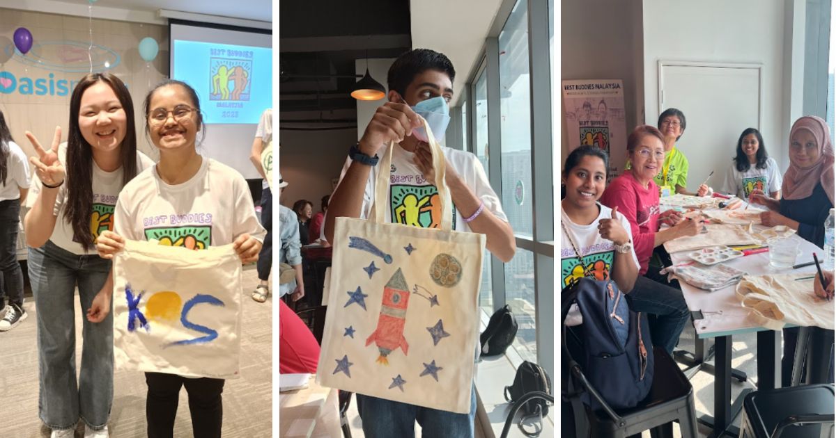 Students at event holding totes