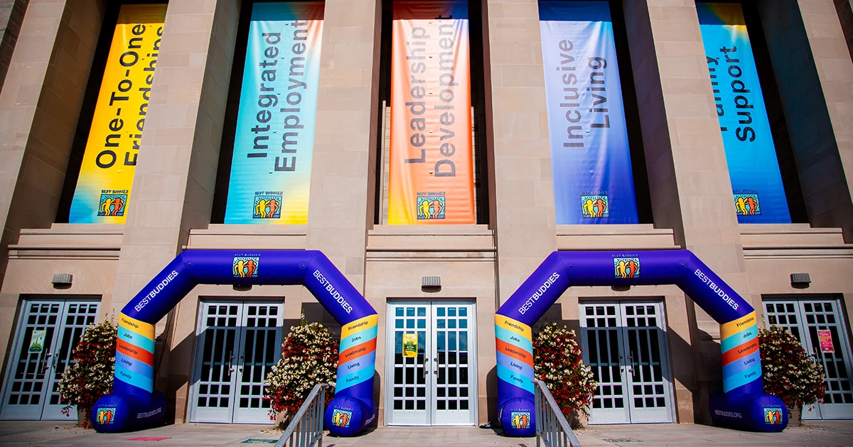 Indiana University with Best Buddies banners