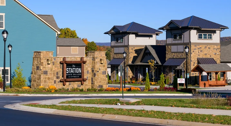 Exterior of The Station at State College residential community in State College, Pennsylvania.