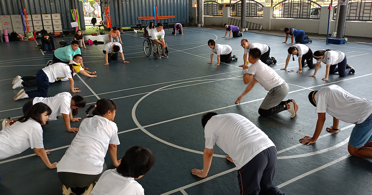participants stretching